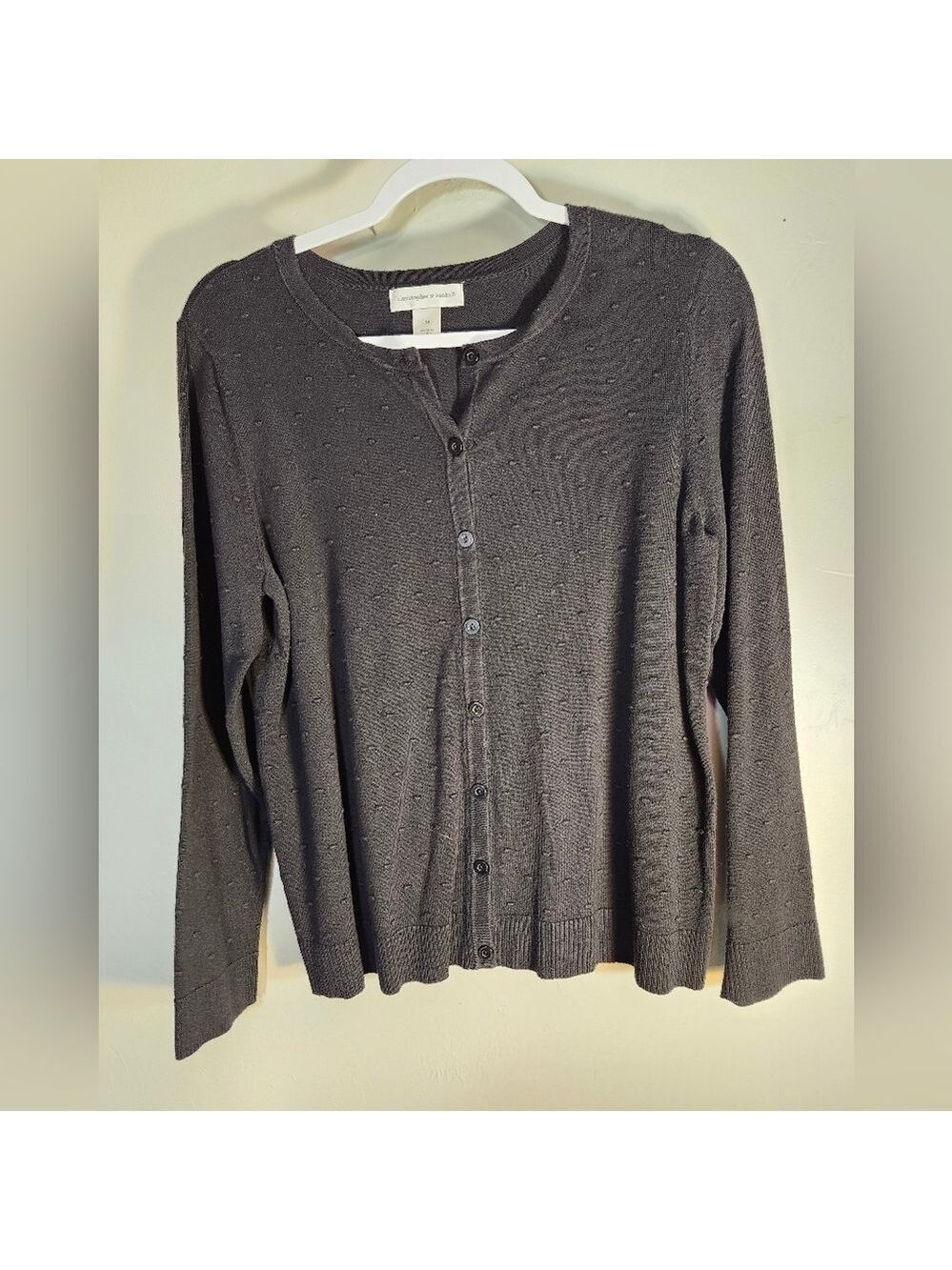 Christopher & Banks Black Button-Up Cardigan Cotton Blend Sz M